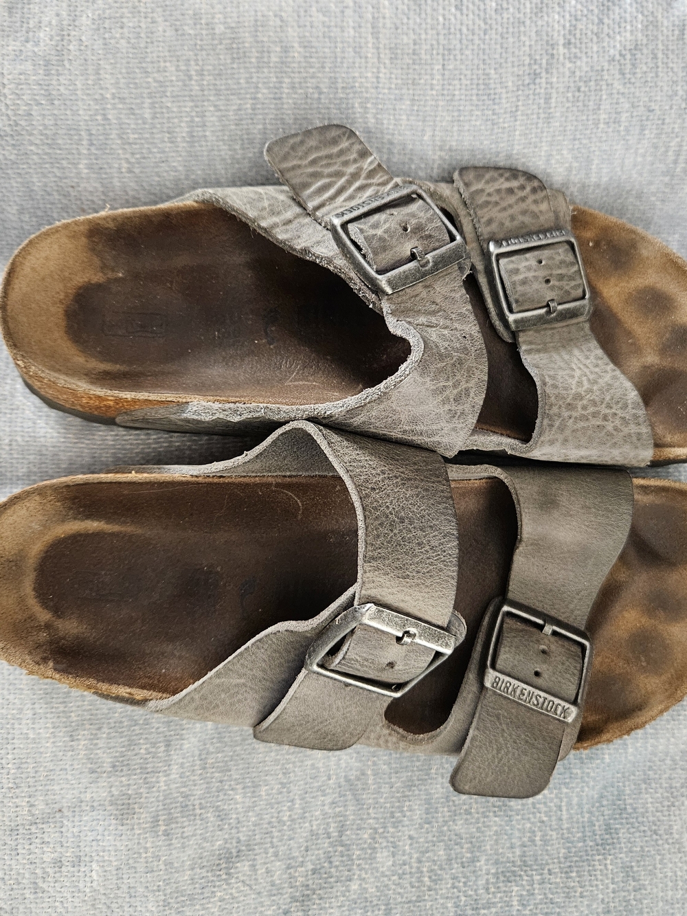 Birkenstock Blue Gray Two-Strap Buckle Sandals